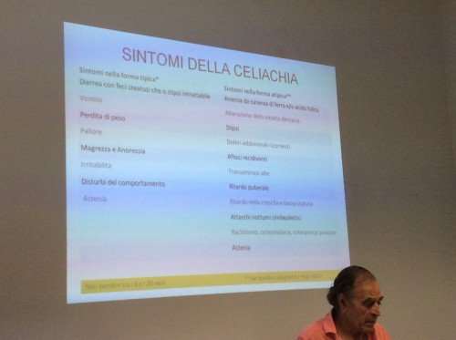Il prof. Giannattasio illustra i sintomi della celiachia